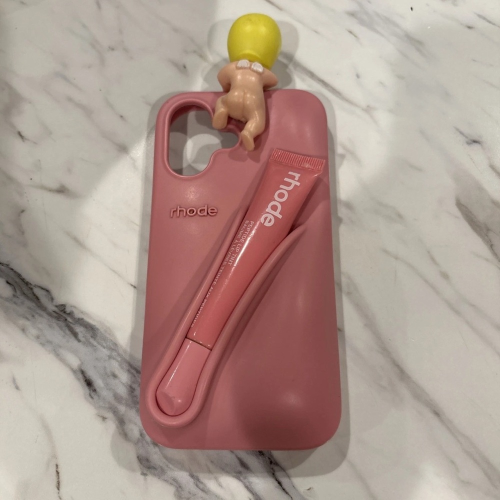 RHODE Pink Phone Case with Yellow Accent